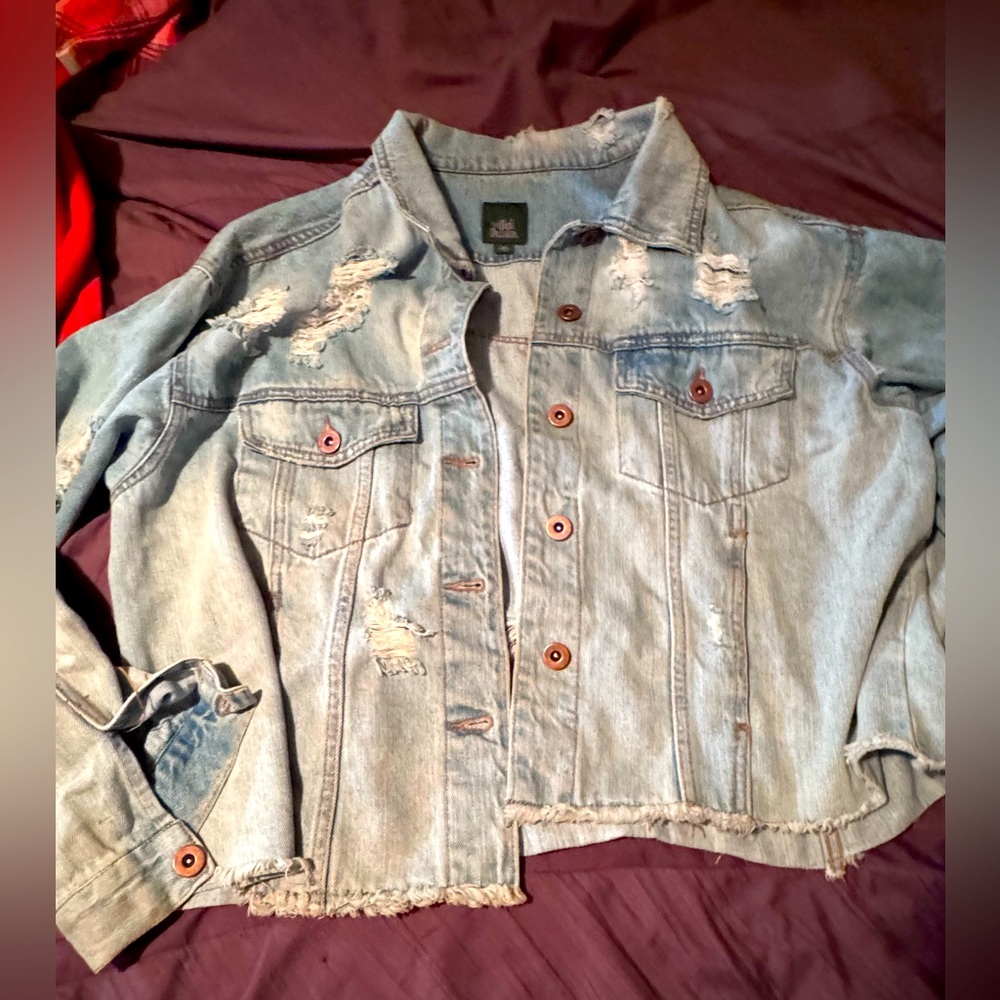 Ripped cropped jean jacket